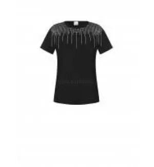 Rinascimento Top - Sequinned Drop T Shirt  Black