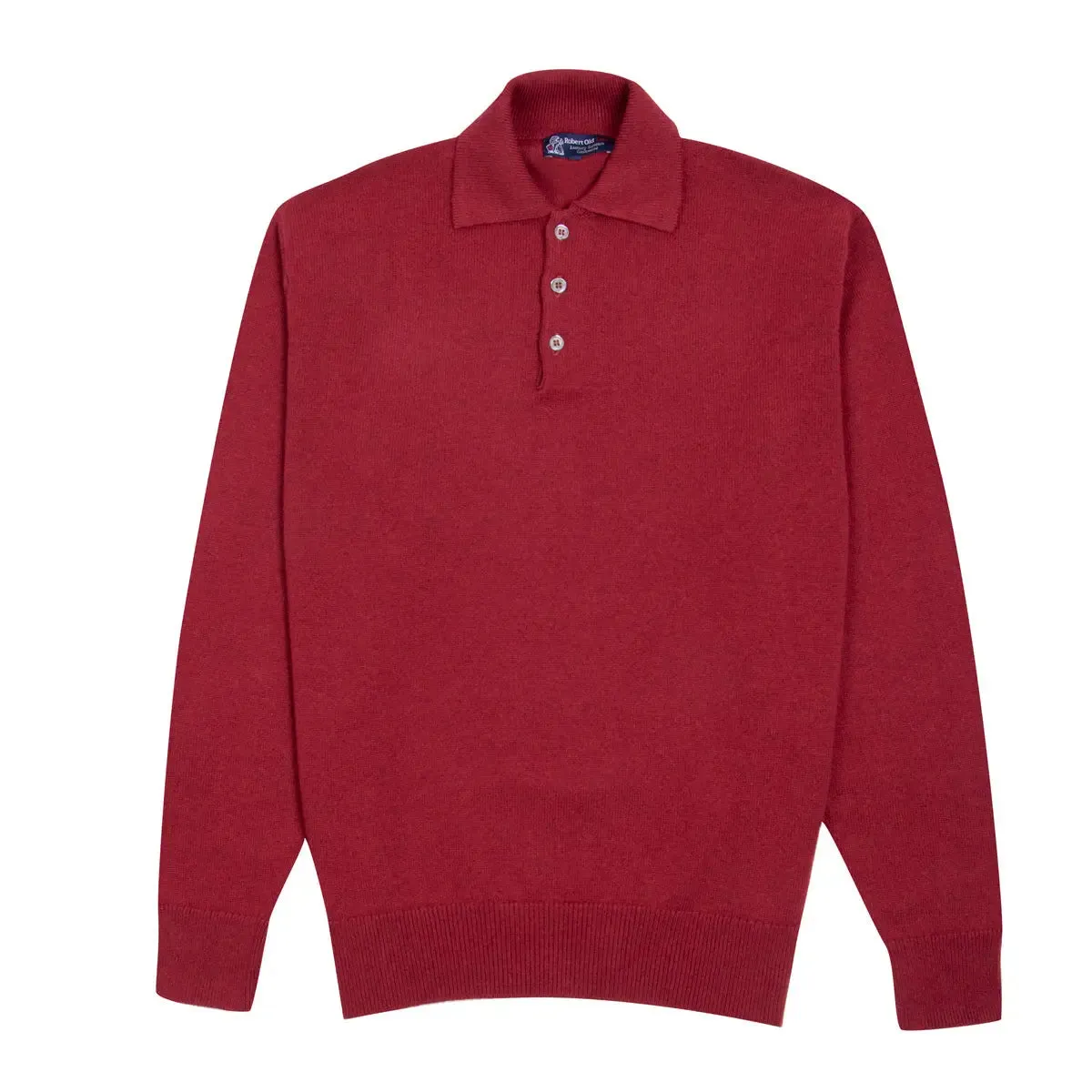 Russet Red Balvenie 3 Button 4ply Cashmere Polo Sweater