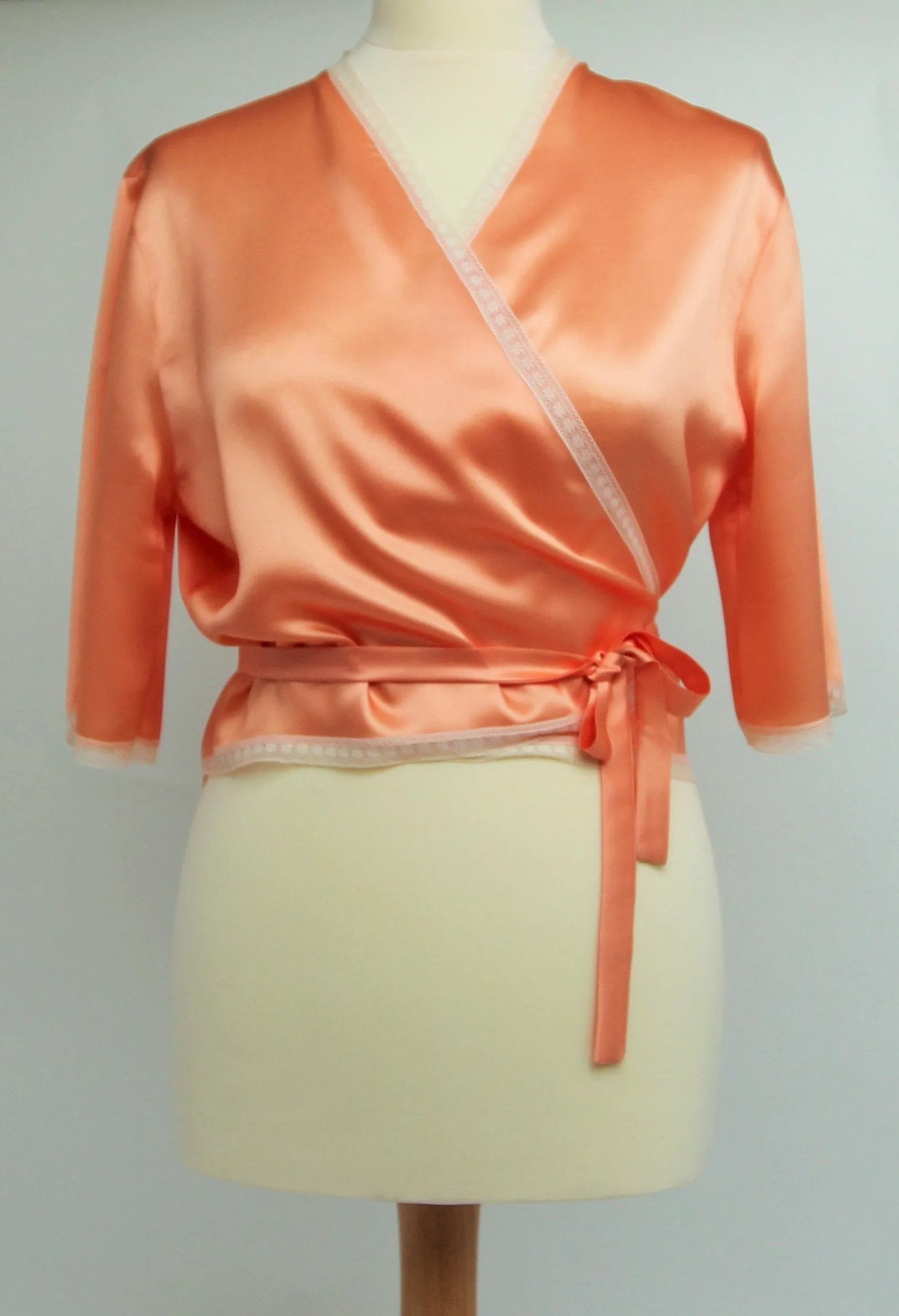 SALE Pure Silk Cross Over Vintage Style Bedjacket (In stock, 3-day dispatch)