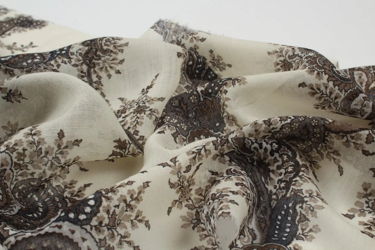 Soft Printed Wool Muslin - Paisley