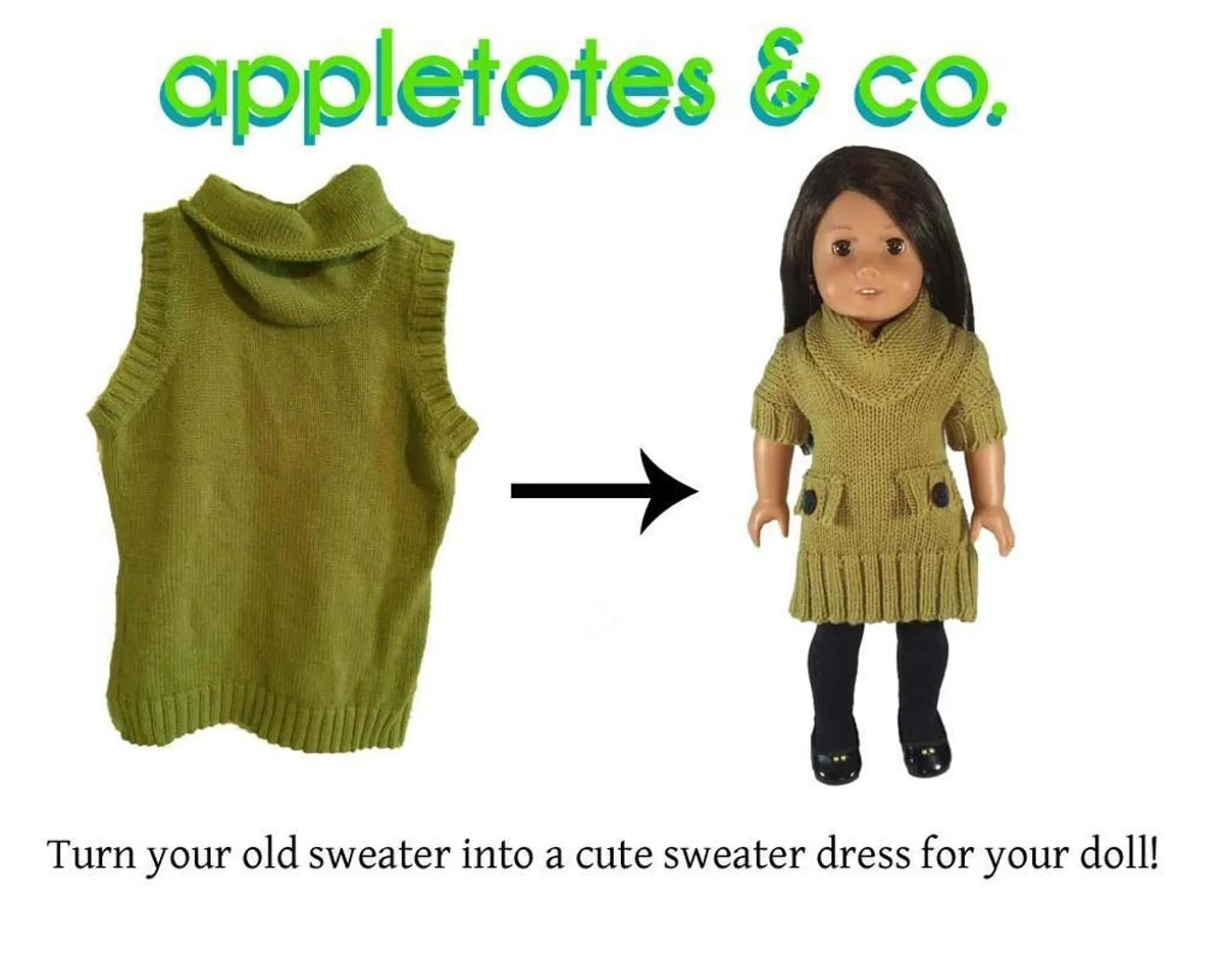 Sweater Dress Sewing Pattern for 18" Dolls