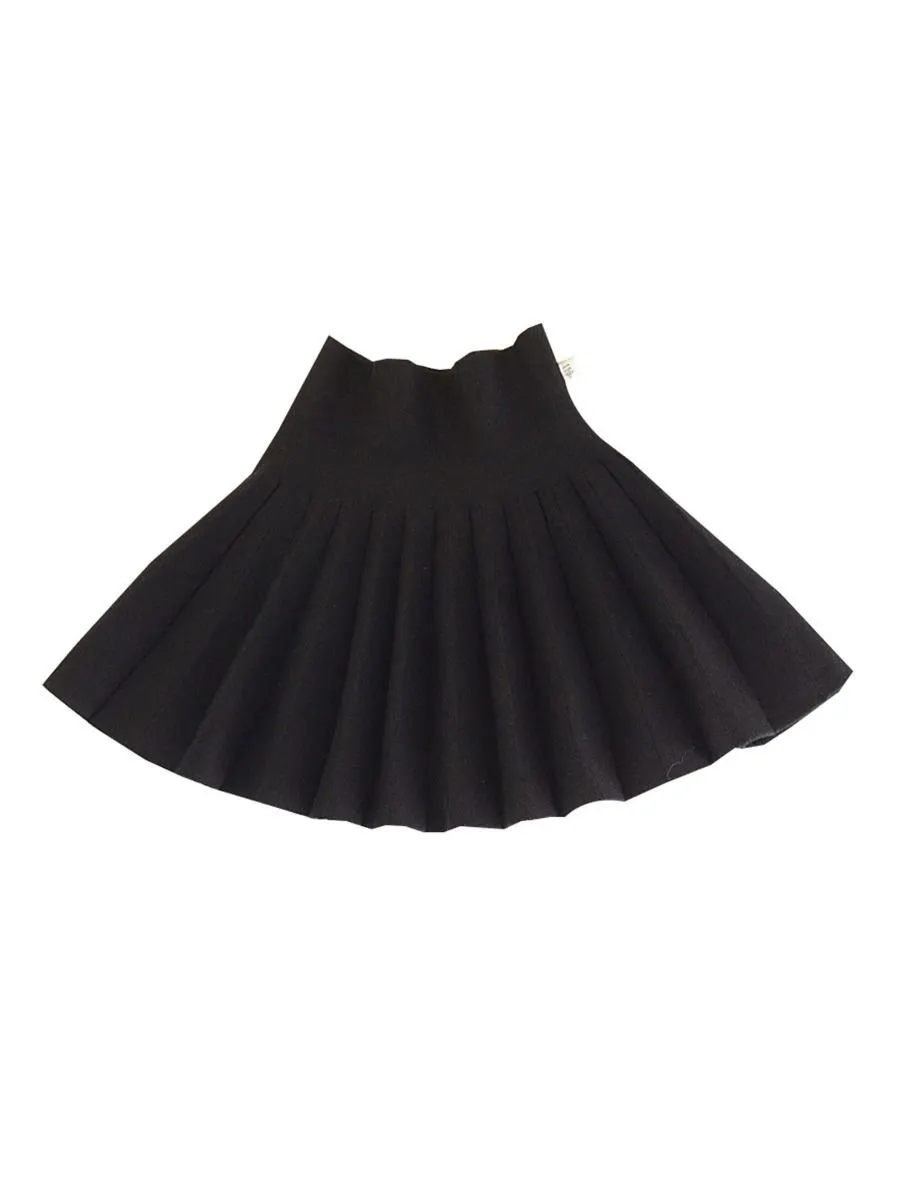 Trendy Little Girl Solid Color Knitted Pleated Skirt