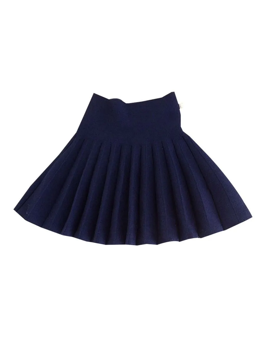 Trendy Little Girl Solid Color Knitted Pleated Skirt