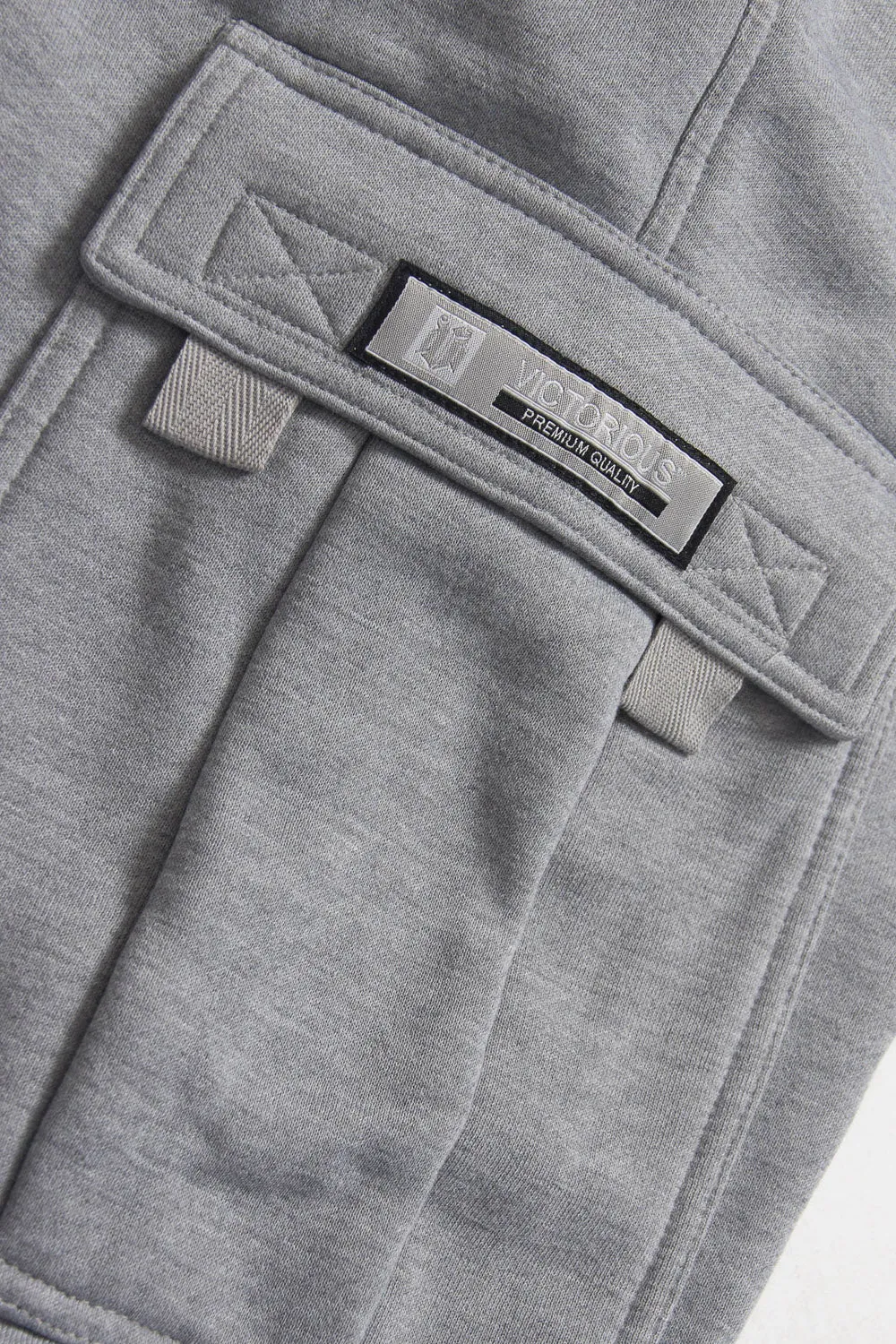 Victorious Men's Solid Fleece Heavyweight Cargo Sweat Pants