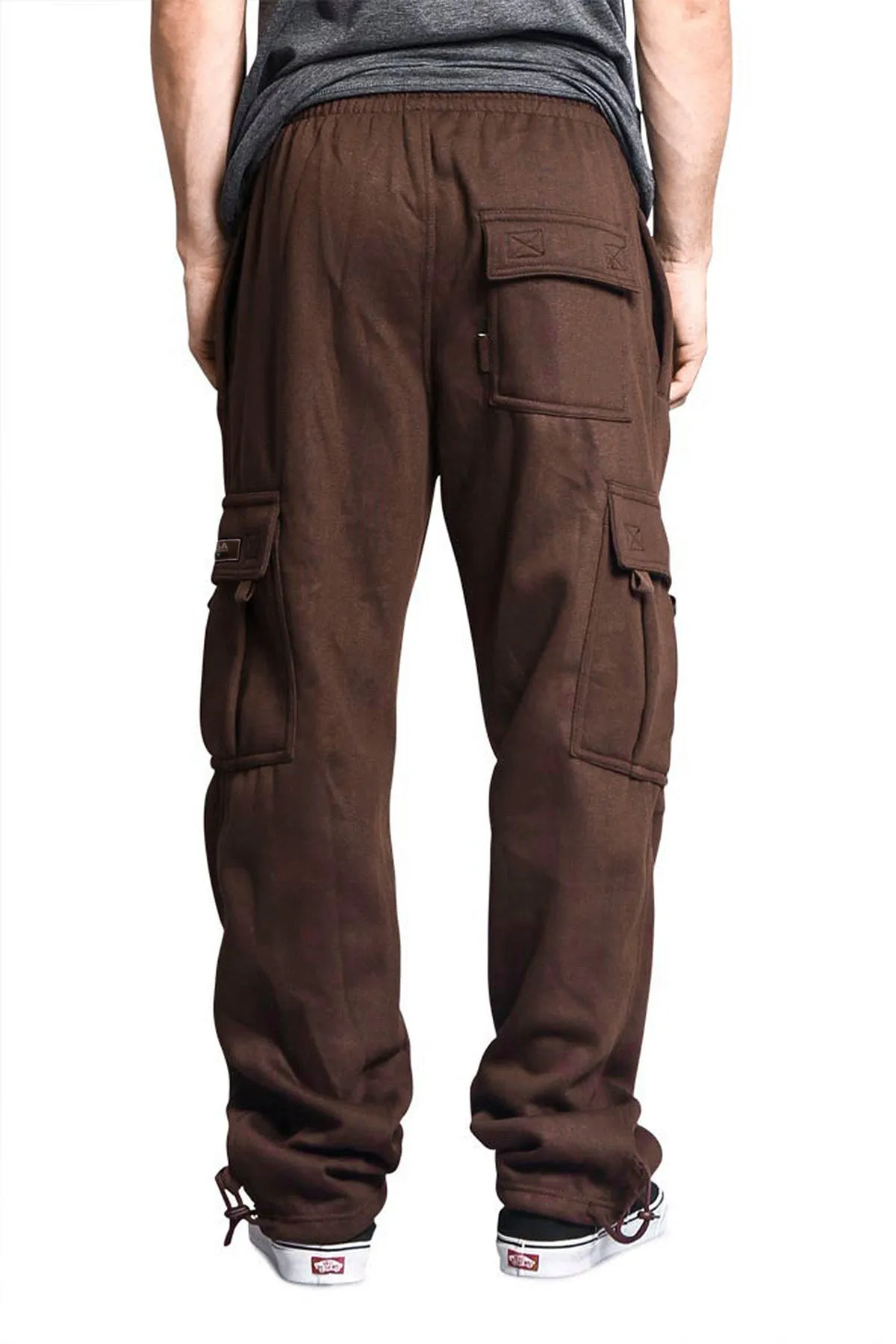 Victorious Men's Solid Fleece Heavyweight Cargo Sweat Pants