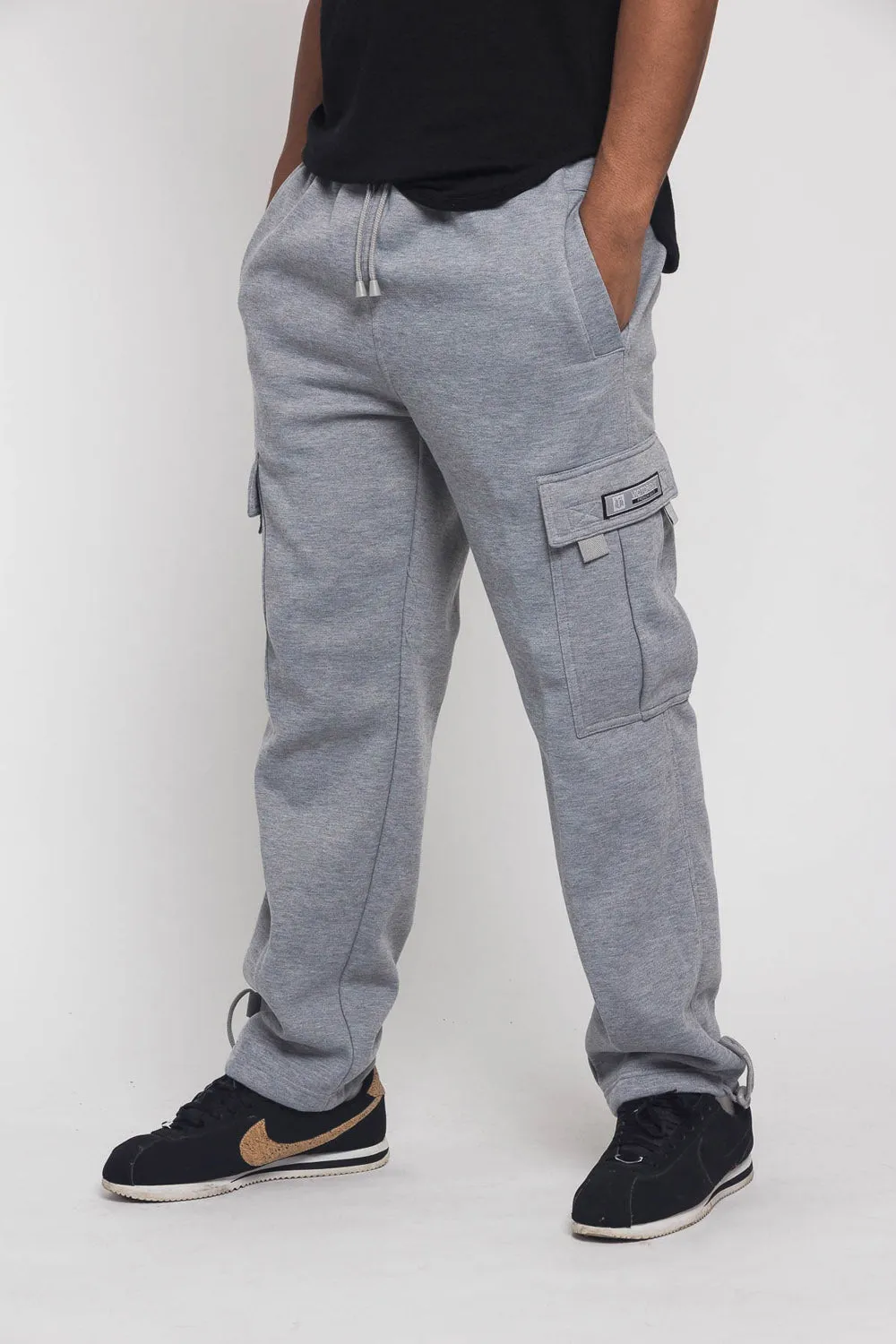 Victorious Men's Solid Fleece Heavyweight Cargo Sweat Pants