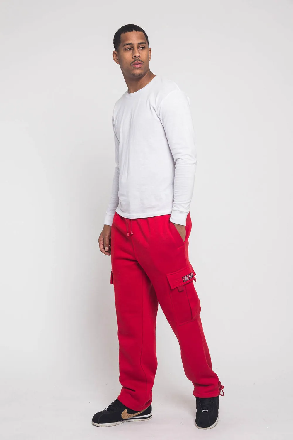 Victorious Men's Solid Fleece Heavyweight Cargo Sweat Pants