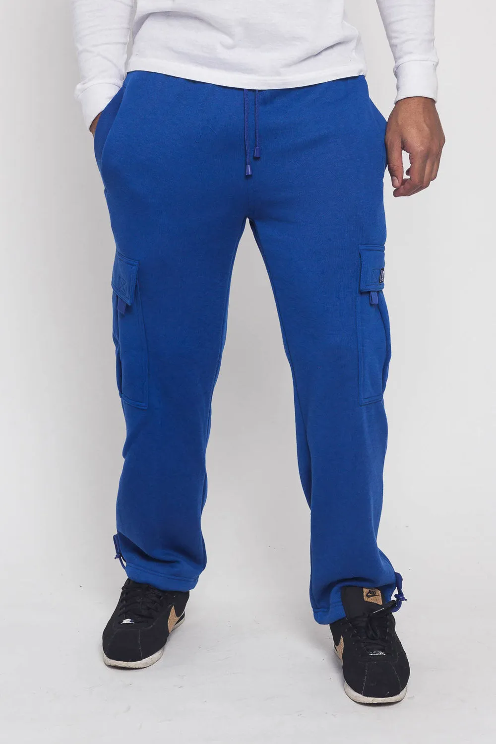 Victorious Men's Solid Fleece Heavyweight Cargo Sweat Pants