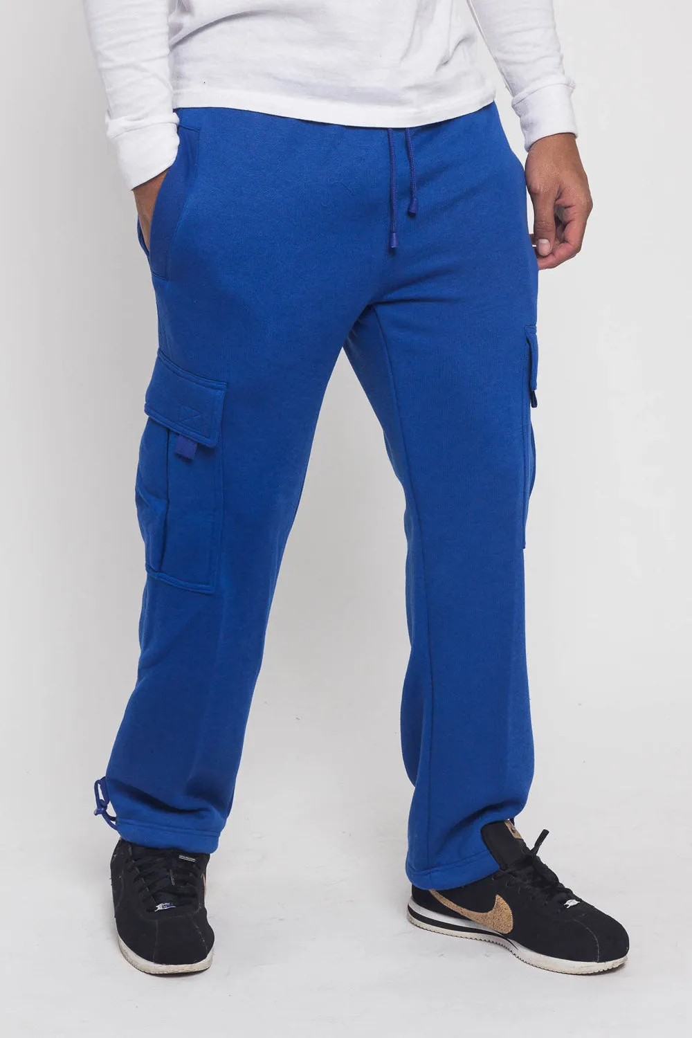 Victorious Men's Solid Fleece Heavyweight Cargo Sweat Pants