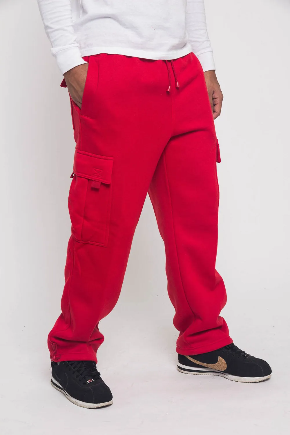 Victorious Men's Solid Fleece Heavyweight Cargo Sweat Pants