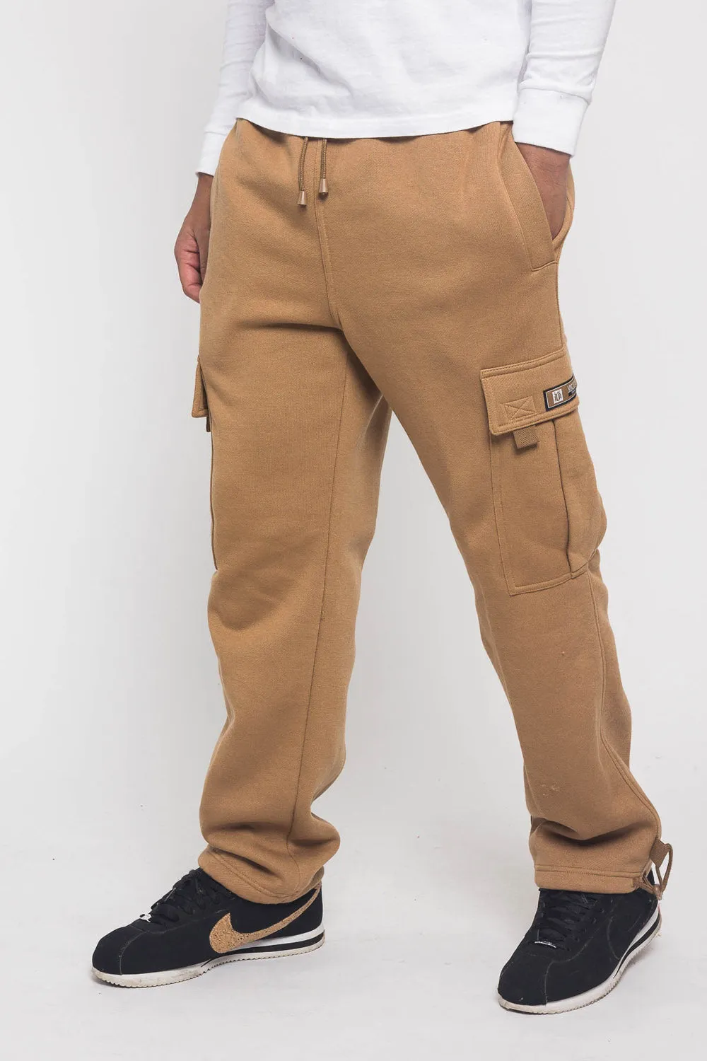 Victorious Men's Solid Fleece Heavyweight Cargo Sweat Pants