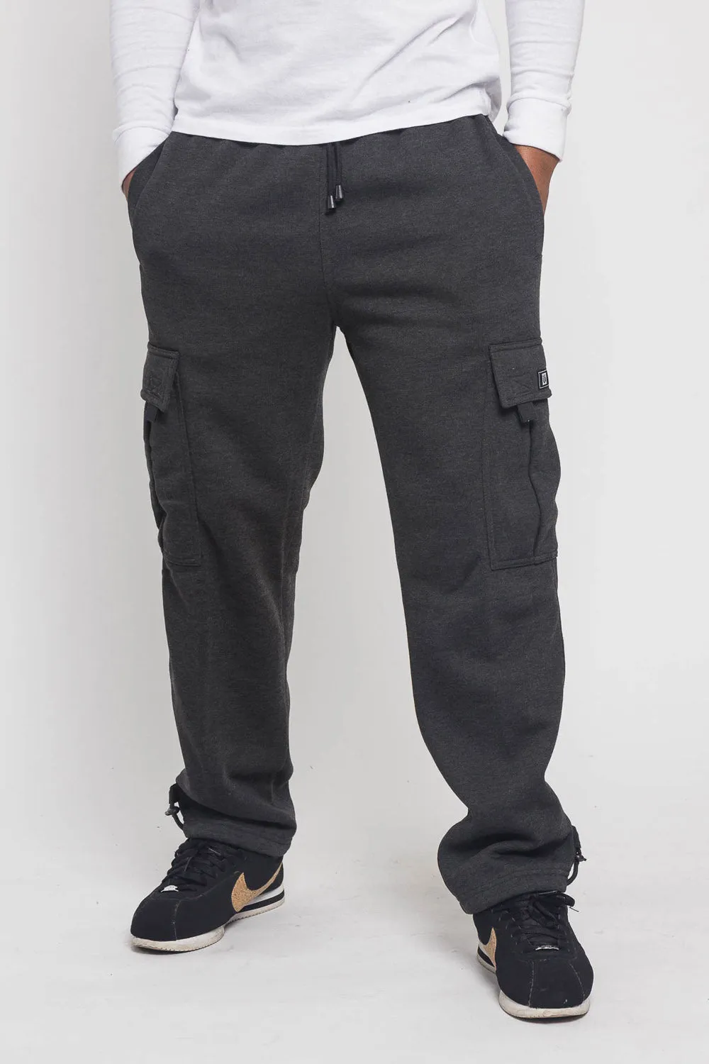 Victorious Men's Solid Fleece Heavyweight Cargo Sweat Pants