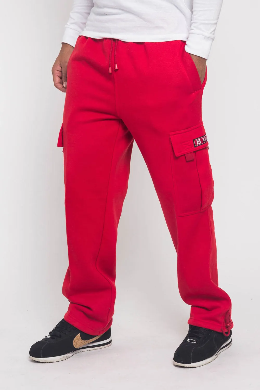 Victorious Men's Solid Fleece Heavyweight Cargo Sweat Pants