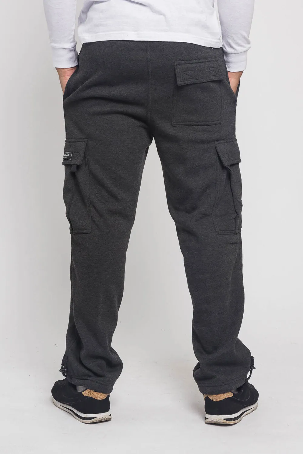 Victorious Men's Solid Fleece Heavyweight Cargo Sweat Pants