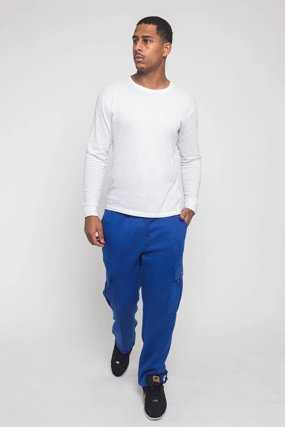 Victorious Men's Solid Fleece Heavyweight Cargo Sweat Pants