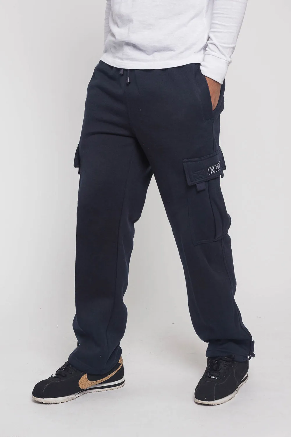 Victorious Men's Solid Fleece Heavyweight Cargo Sweat Pants