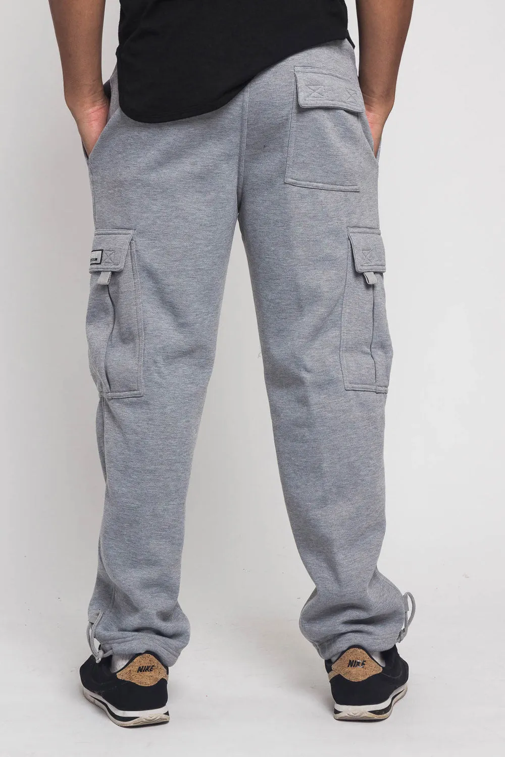 Victorious Men's Solid Fleece Heavyweight Cargo Sweat Pants