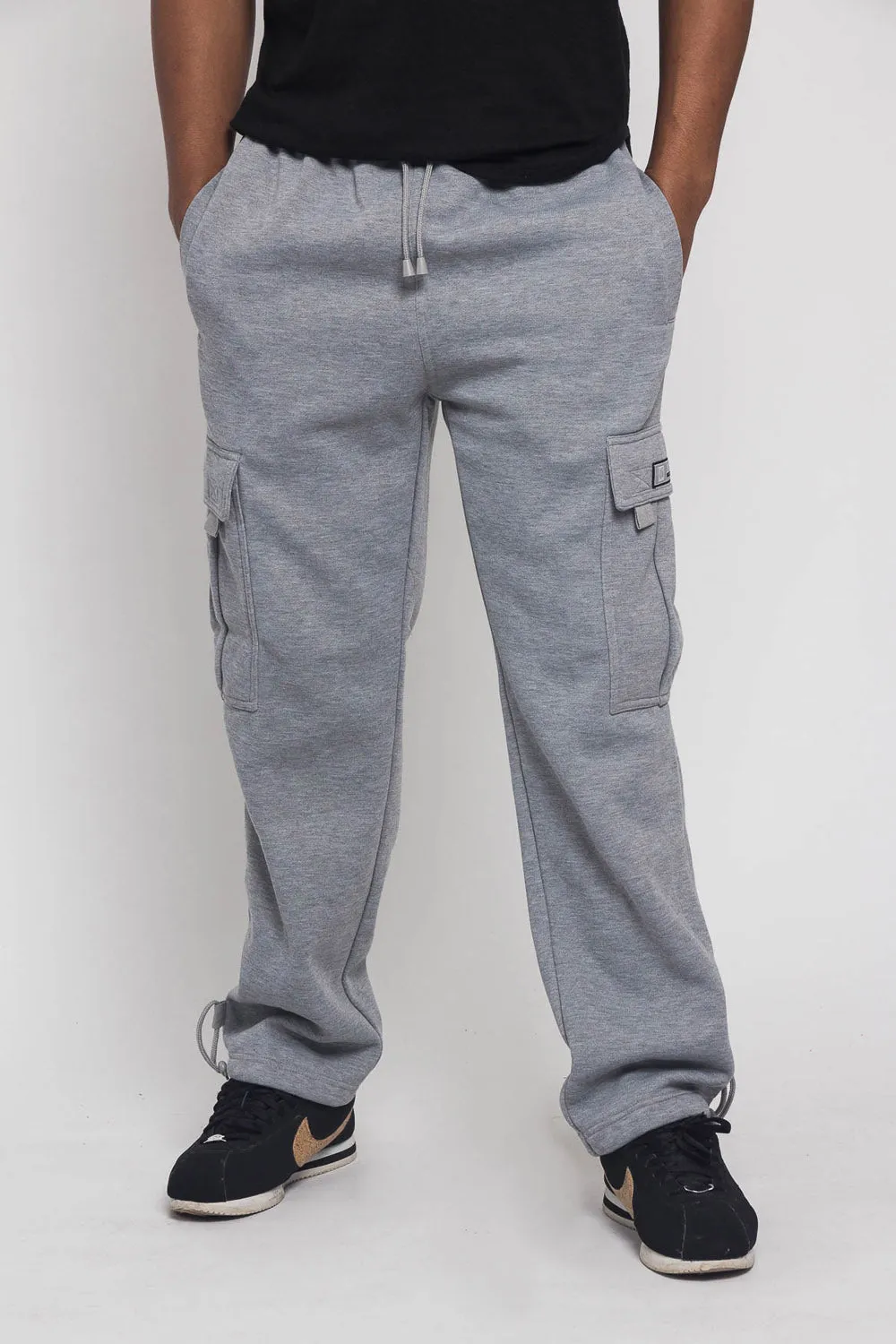 Victorious Men's Solid Fleece Heavyweight Cargo Sweat Pants