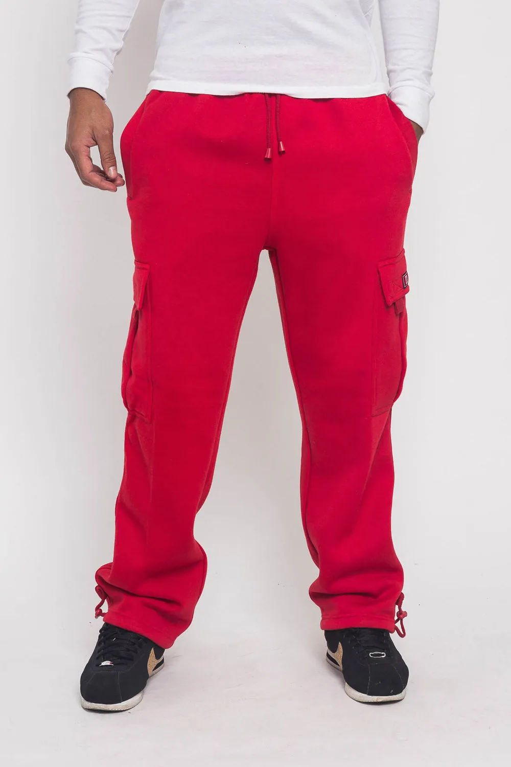 Victorious Men's Solid Fleece Heavyweight Cargo Sweat Pants