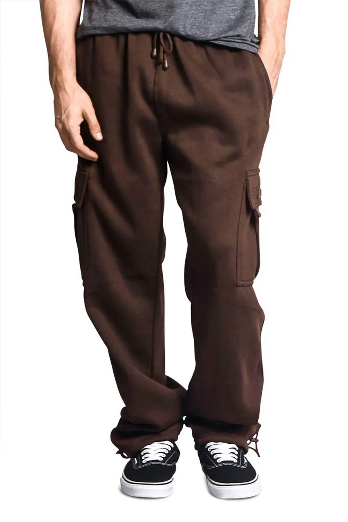 Victorious Men's Solid Fleece Heavyweight Cargo Sweat Pants