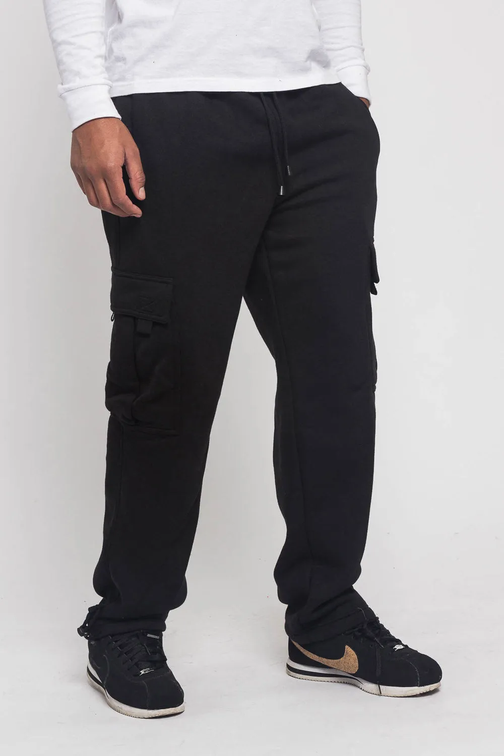 Victorious Men's Solid Fleece Heavyweight Cargo Sweat Pants