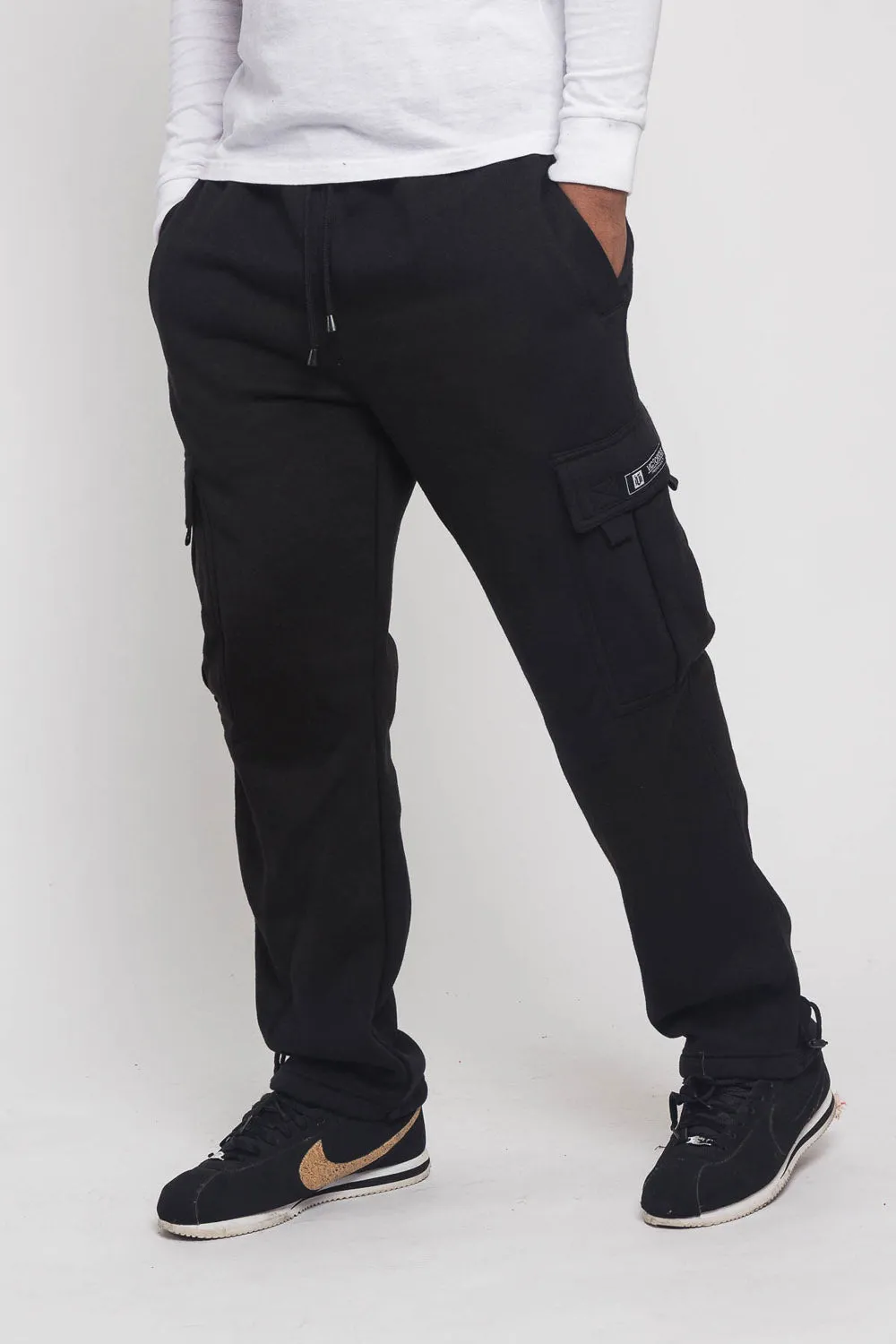 Victorious Men's Solid Fleece Heavyweight Cargo Sweat Pants