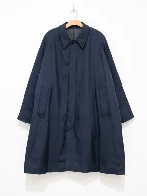 Washed Silk Gabardine Padding Walker Coat - Navy