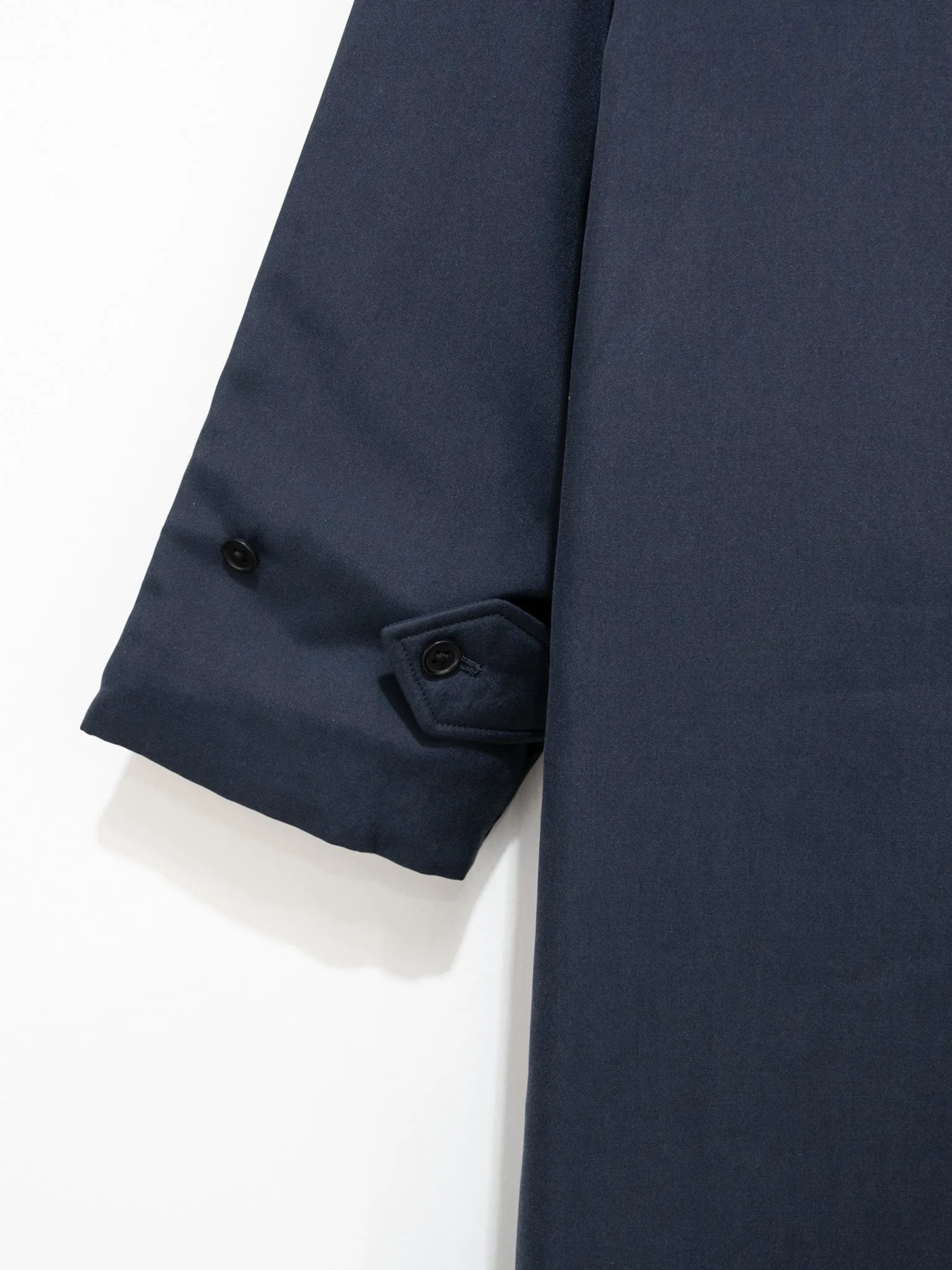 Washed Silk Gabardine Padding Walker Coat - Navy