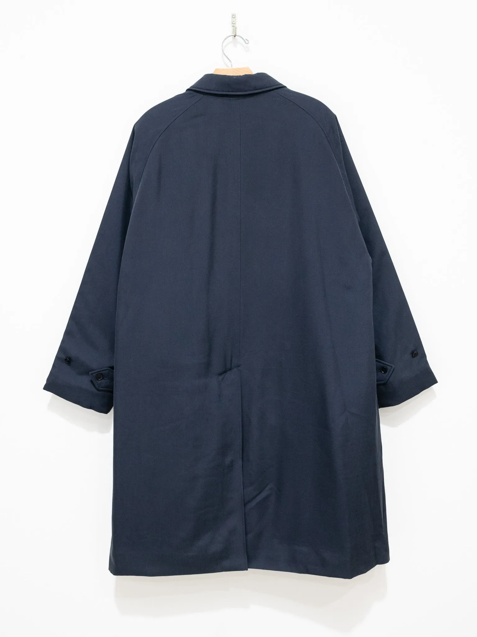 Washed Silk Gabardine Padding Walker Coat - Navy