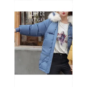 Women Collar Thick Padded Warm Winter Jacket - WJC23334