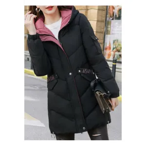 Women Elasticated Hood Long Sleeve Padded Winter Jacket - WJC23834