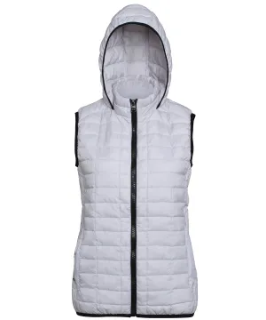 Womens honeycomb hooded gilet | White